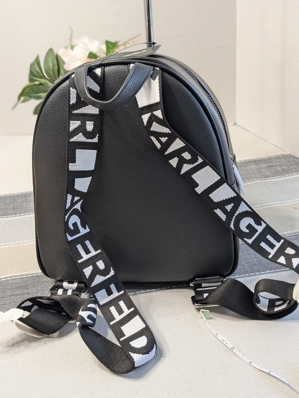 Karl Lagerfeld Black Mini Backpack with Character Patch - Picture 3 of 8